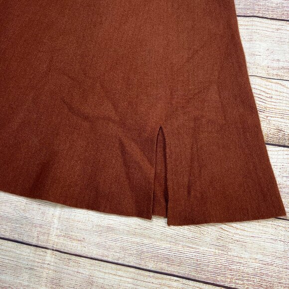NWT Mable Women's Medium Brown Rust Knit Mini Skirt A-Line Flowy Pleated - Picture 8 of 9